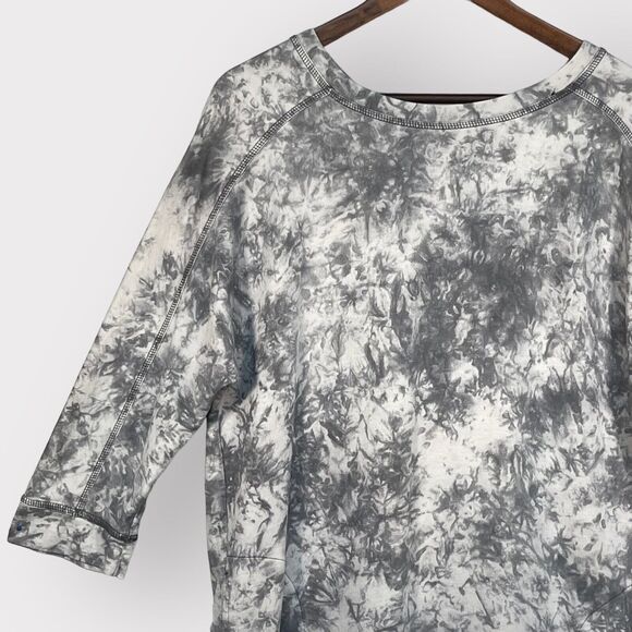 Chico's Mini Sweater Dress Women 12 (2) Gray Tie-Dye Pockets Drawstring P14 - Picture 4 of 12